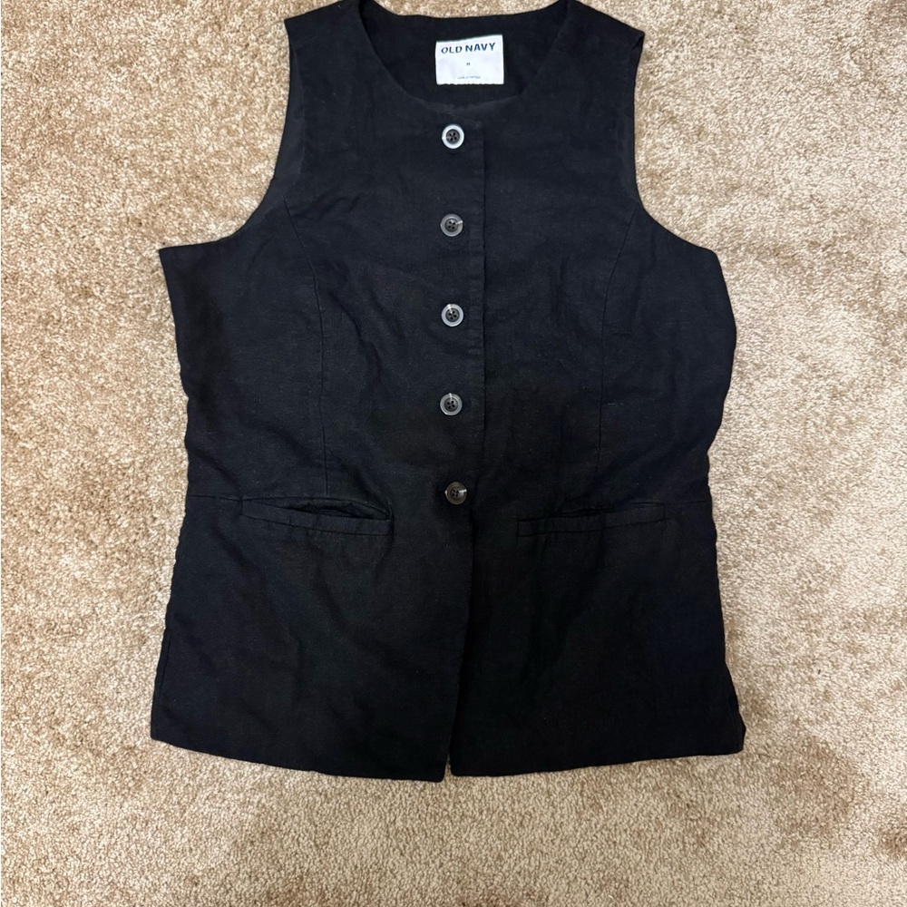Old Navy Black Button-Up Vest